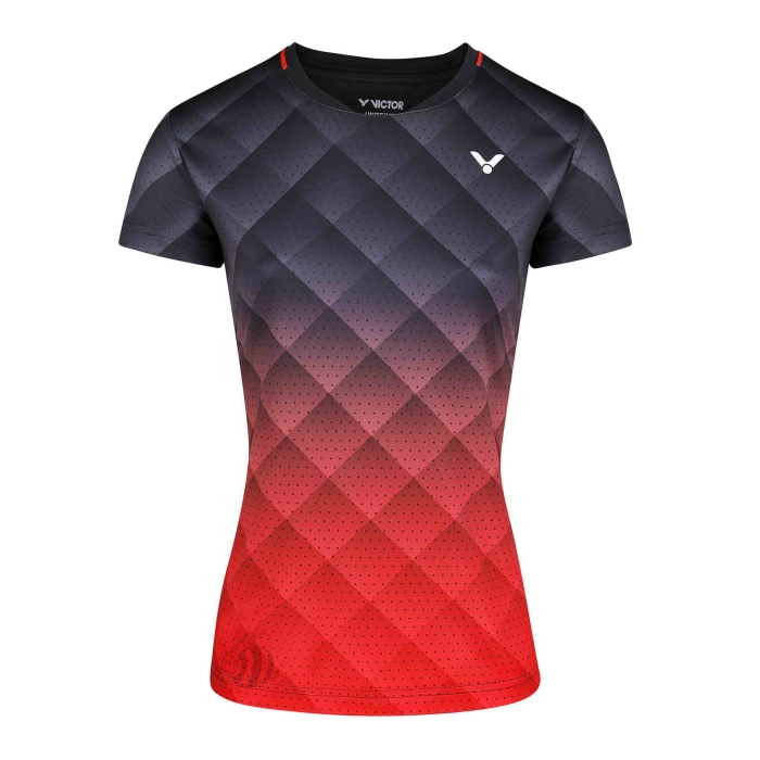 Victor-T-shirt-T-14100-Black/Red-Lady-1