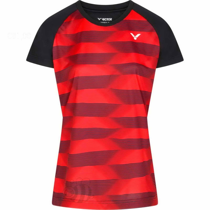 Victor-T-shirt-T-34102-CD-Black/Red-Lady-1